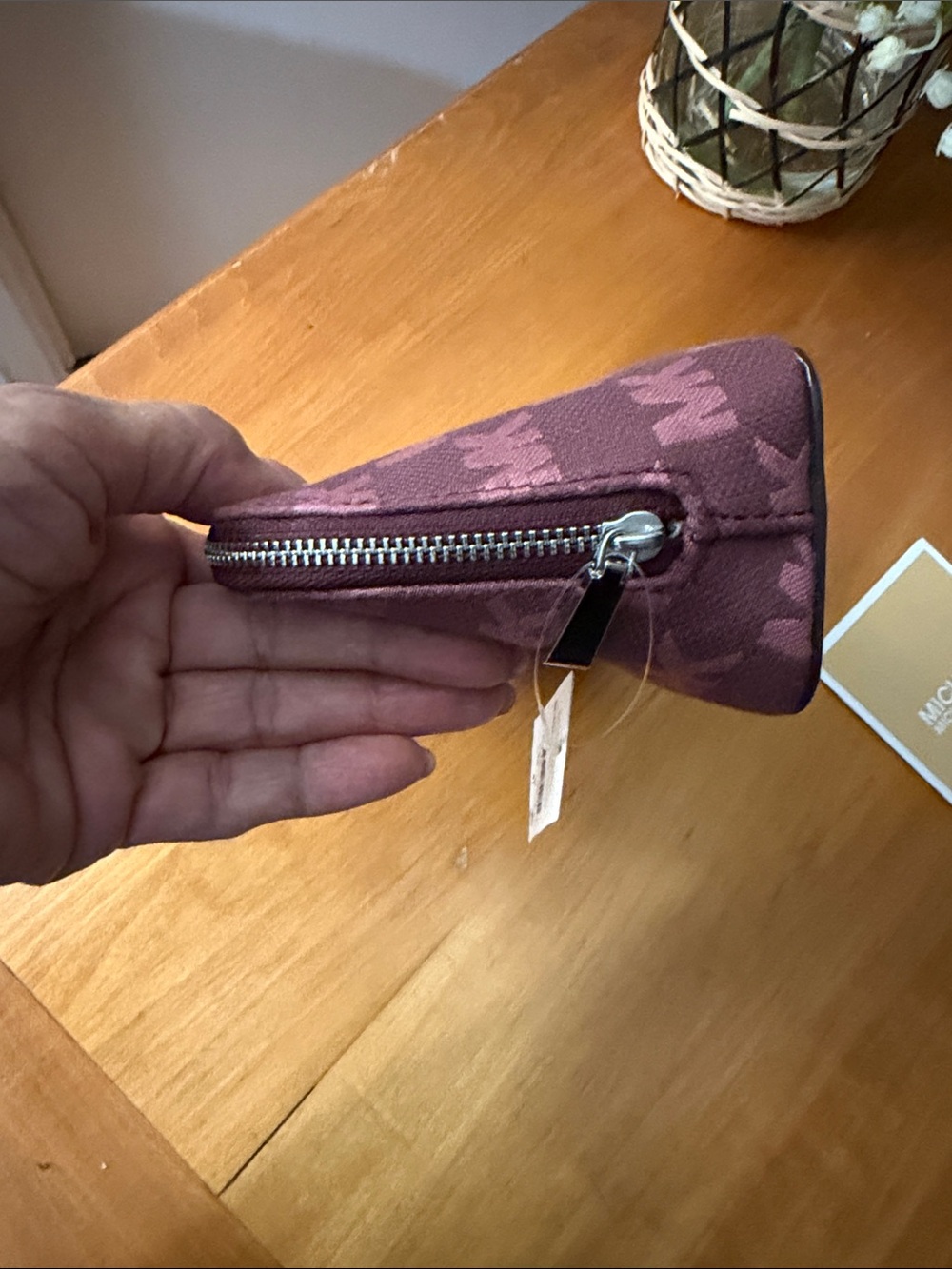 Michael Kors Oxblood MK Logo Cosmetic Case - Picture 5 of 14